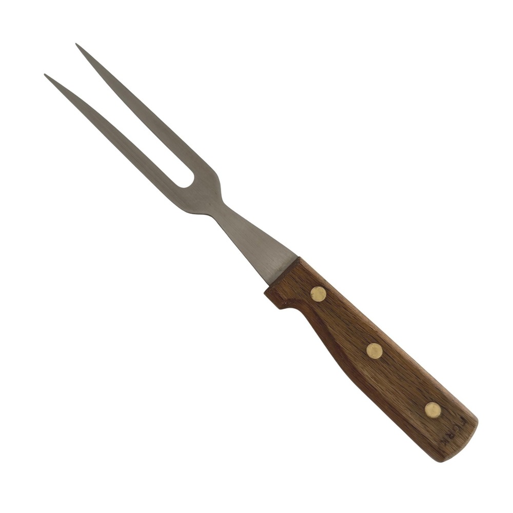 Lifetime Cutlery Old Homestead Stainless Japan‎ Carving Fork Wood Handle Vintage